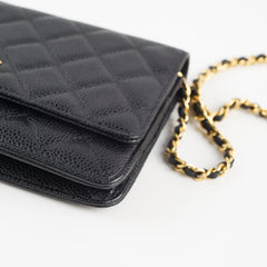 Chanel Caviar Wallet on Chain WOC Black
