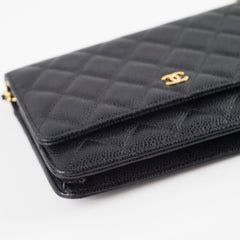 Chanel Caviar Wallet on Chain WOC Black