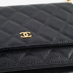 Chanel Caviar Wallet on Chain WOC Black