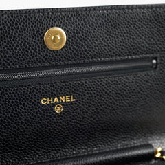 Chanel Caviar Wallet on Chain WOC Black