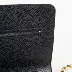 Chanel Caviar Wallet on Chain WOC Black