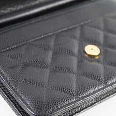 Chanel Caviar Wallet on Chain WOC Black