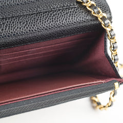 Chanel Caviar Wallet on Chain WOC Black