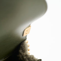 Chanel Small Boy Messenger Quilted Shearling Bag Khaki Microchip
