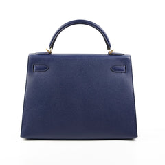 Hermes Kelly 32 Epsom Bleu Saphir - X Stamp