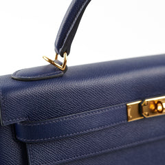 Hermes Kelly 32 Epsom Bleu Saphir - X Stamp