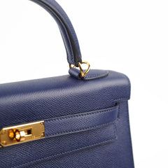Hermes Kelly 32 Epsom Bleu Saphir - X Stamp