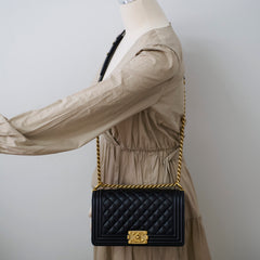 Chanel Caviar Old Medium Boy Bag Black 30 Series