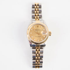 Rolex Two Toned Datejust with Diamond Dial Watch