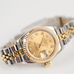 Rolex Two Toned Datejust with Diamond Dial Watch
