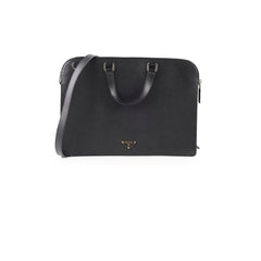 Prada Saffiano Leather Briefcase Crossbody Black