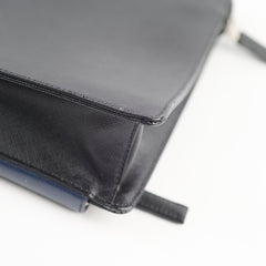 Prada Saffiano Leather Briefcase Crossbody Black