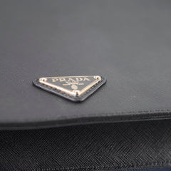 Prada Saffiano Leather Briefcase Crossbody Black