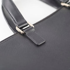 Prada Saffiano Leather Briefcase Crossbody Black