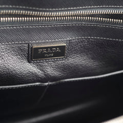 Prada Saffiano Leather Briefcase Crossbody Black