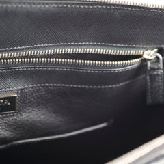 Prada Saffiano Leather Briefcase Crossbody Black
