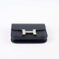 Hermes Constance Slim Wallet Black Epsom Palladium HW U Stamp