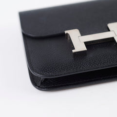 Hermes Constance Slim Wallet Black Epsom Palladium HW U Stamp