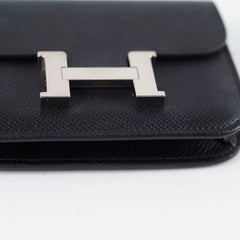 Hermes Constance Slim Wallet Black Epsom Palladium HW U Stamp