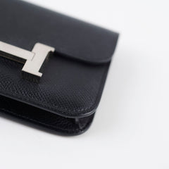Hermes Constance Slim Wallet Black Epsom Palladium HW U Stamp