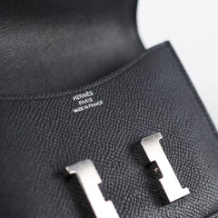 Hermes Constance Slim Wallet Black Epsom Palladium HW U Stamp