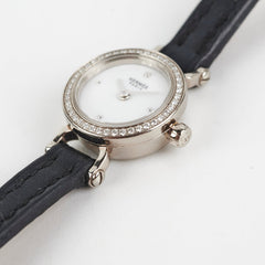 Hermes Faubourg Mini 15mm Watch Navy with 18k White Gold Diamonds