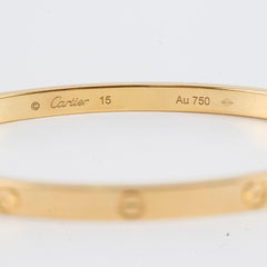 Cartier Love Bracelet Small Yellow Gold Size 15