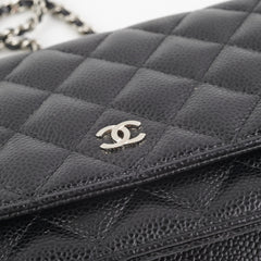 Chanel Caviar Wallet On Chain Black