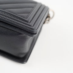 Chanel Old Medium Boy Chevron in Caviar Black