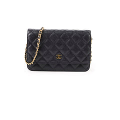 Chanel Black Caviar Wallet On Chain WOC GHW
