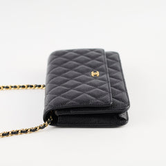 Chanel Black Caviar Wallet On Chain WOC GHW