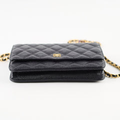 Chanel Black Caviar Wallet On Chain WOC GHW