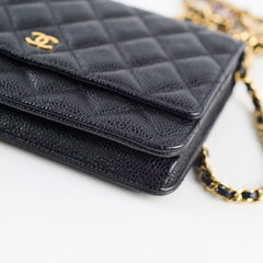 Chanel Black Caviar Wallet On Chain WOC GHW