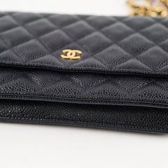 Chanel Black Caviar Wallet On Chain WOC GHW