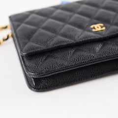 Chanel Black Caviar Wallet On Chain WOC GHW