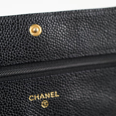 Chanel Black Caviar Wallet On Chain WOC GHW