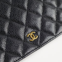 Chanel Black Caviar Wallet On Chain WOC GHW