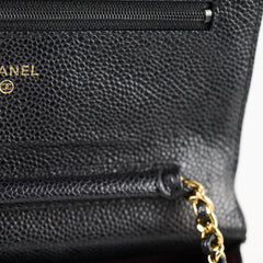 Chanel Black Caviar Wallet On Chain WOC GHW