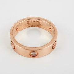 Cartier Love Ring Rose Gold 3 Diamond (Size 59)
