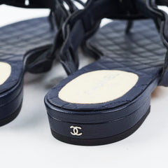Chanel Sandals Navy Size 36