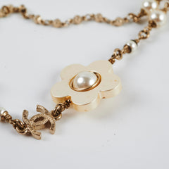 Chanel Flower Long Pearl Necklace Costume Jewellery