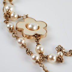Chanel Flower Long Pearl Necklace Costume Jewellery