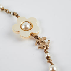 Chanel Flower Long Pearl Necklace Costume Jewellery