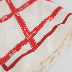 Hermes Red and White Silk 40 Square Scarf