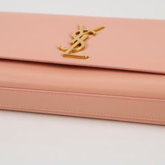 Saint Laurent Cassandre Clutch in Pale Pink Smooth Leather