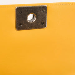 Chanel Old Medium Chevron Boy Bag Mustard Yellow Lambskin