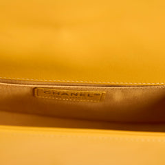Chanel Old Medium Chevron Boy Bag Mustard Yellow Lambskin