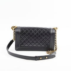 Chanel Old Medium Boy Shiny Calfskin Black - Series 17