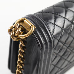Chanel Old Medium Boy Shiny Calfskin Black - Series 17