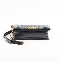 Chanel Old Medium Boy Shiny Calfskin Black - Series 17